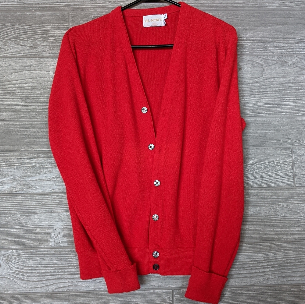 Gilmore's Vintage Medium Long Sleeve Red Cardigan
